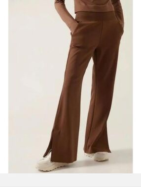 Athleta Brown Boot-Cut Pants with Front Slit Venice Flare Size Small